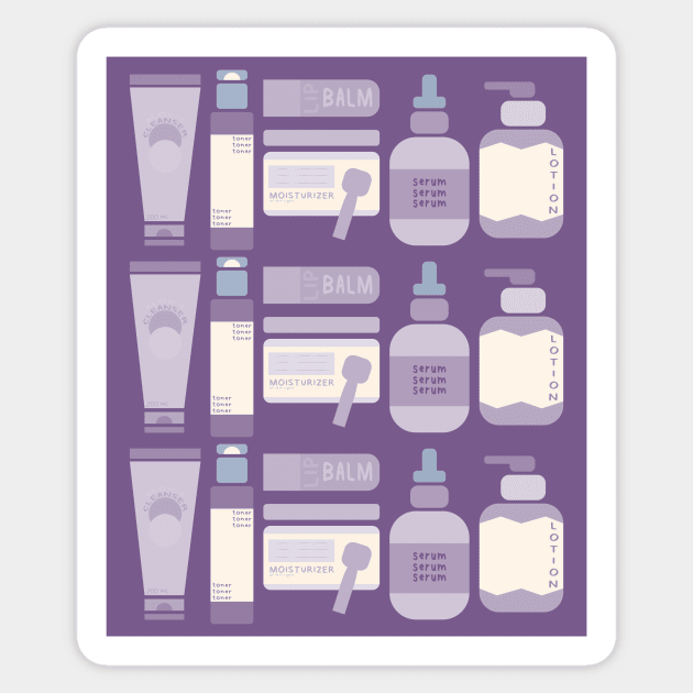 Skincare Essentials Pattern (Purple Version) Sticker by aaalou